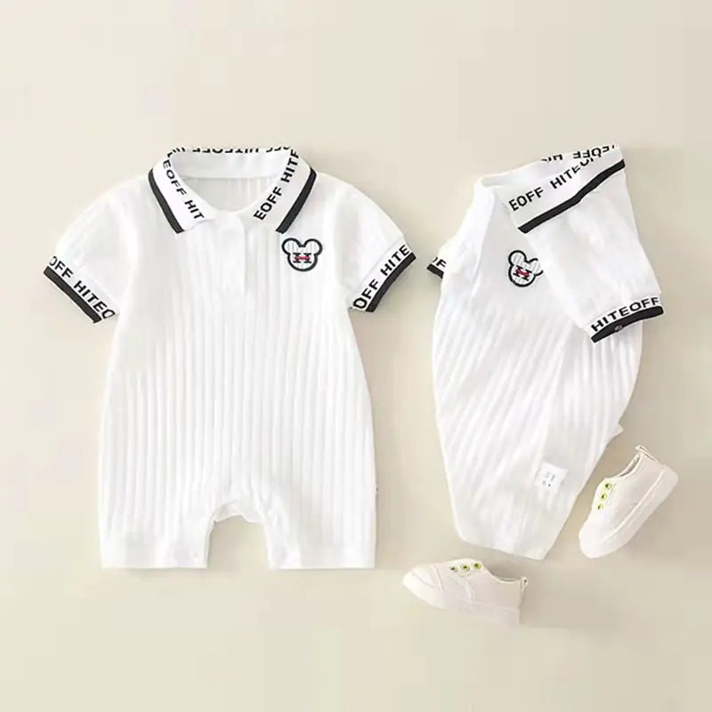 Cute Baby Boy Cotton Short-Sleeved Jumpsuit Romper