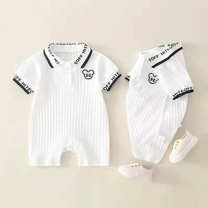 Cute Baby Boy Cotton Short-Sleeved Jumpsuit Romper