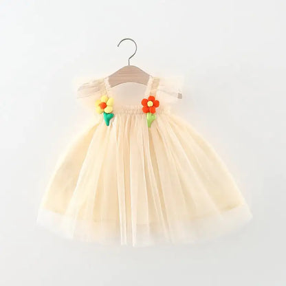 Flounced Sleeve Baby Girl Princess Pettiskirt Dress