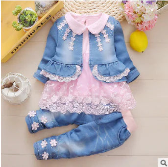 Toddler Girls' Denim Spring 3-Piece Set (Ages 1-3)