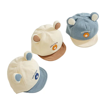 Cotton Baby Cap with Cute Bear Ears for Kids