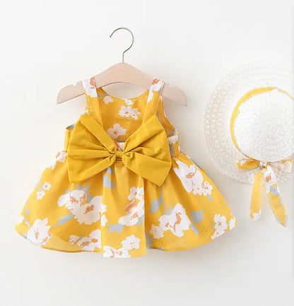 Summer Princess Dress for Baby Girls with Bow and Hat