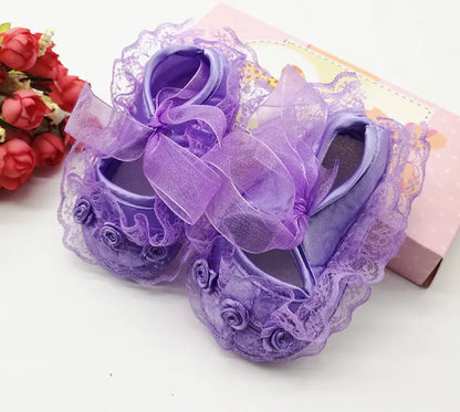 Baby Walking Shoes, Soft Sole Non-Slip Lace Princess Shoes
