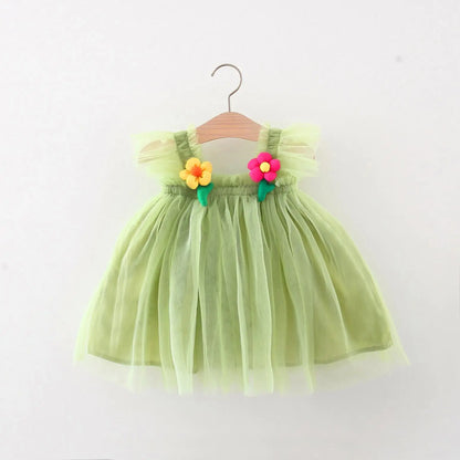 Flounced Sleeve Baby Girl Princess Pettiskirt Dress