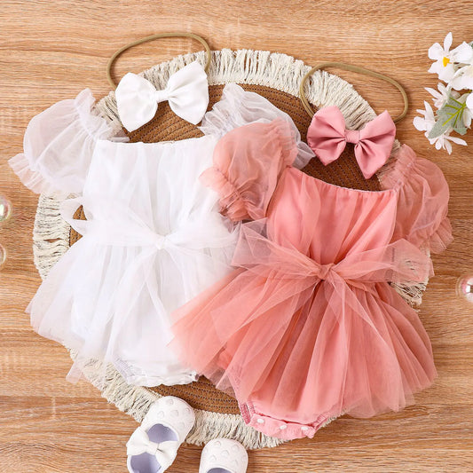 2023 Summer New European Style Baby Dress & Headscarf Set