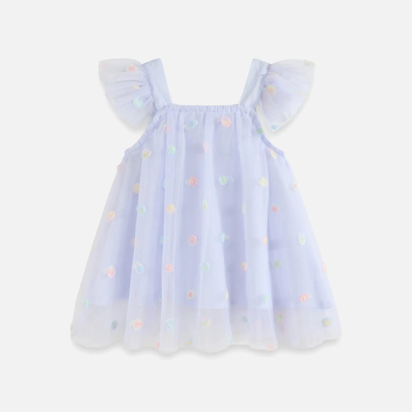 Flounced Sleeve Mesh Sling Dress for Kids