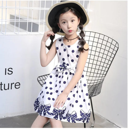 Polka Dot Dress for Girls with Bow Princess Design