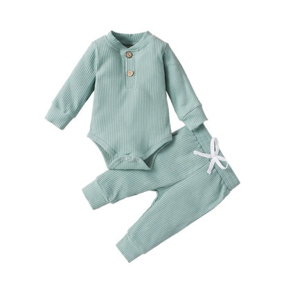Cotton Long Sleeve Baby Jumpsuit and Pants Set