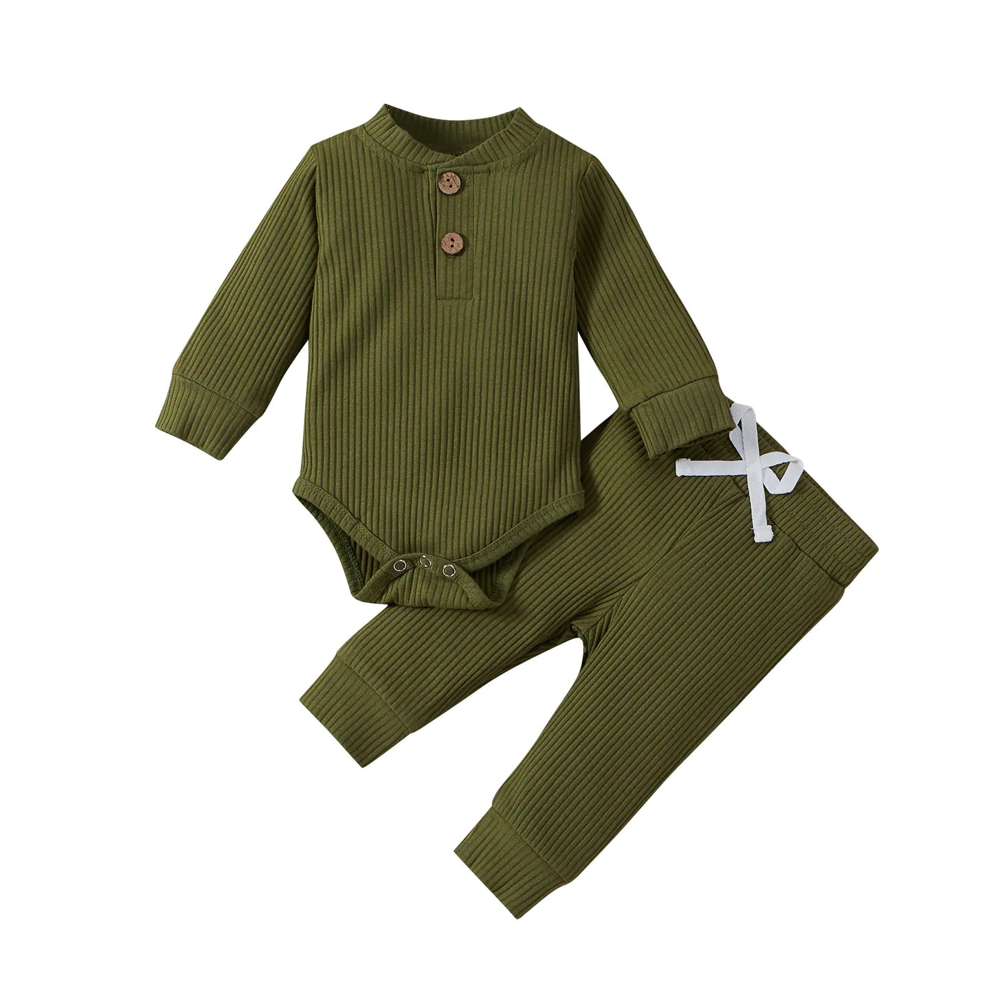 Cotton Long Sleeve Baby Jumpsuit and Pants Set