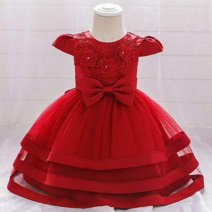 Floral Lace Baby Dress for Baptism and Birthday Photos