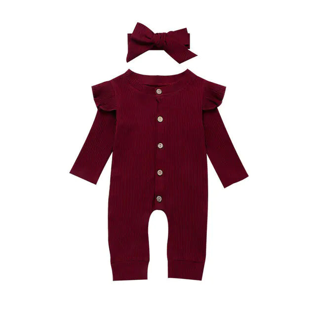 Newborn Ribbed Cotton Romper Jumpsuit Outfit Set