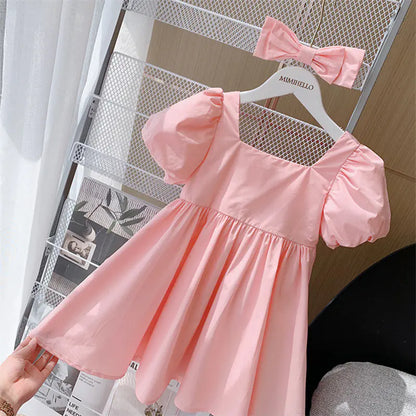 Children's Short Sleeve Princess Dress for Baby Girls