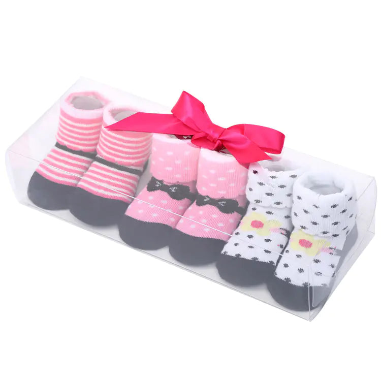 Cute Cartoon Polka Dot Baby Socks with Bow Set