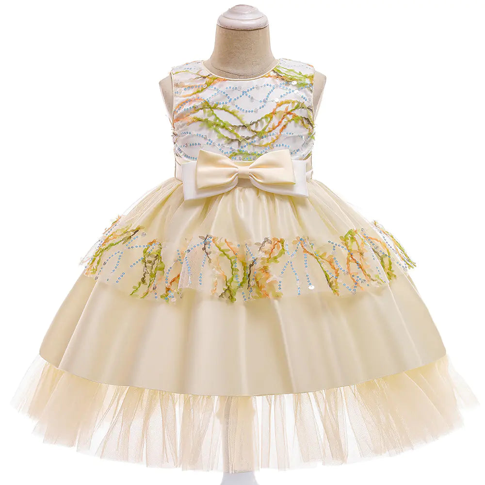 Sleeveless Mesh Lace Princess Dress for Girls