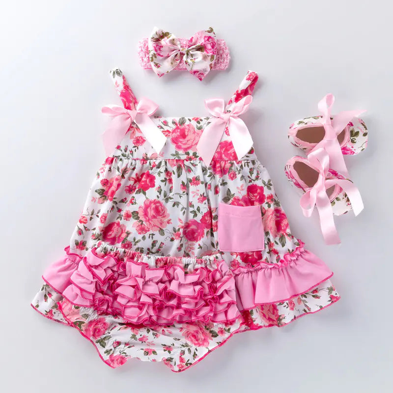 Trendy Baby Dress Set with Princess Dress and Shoes