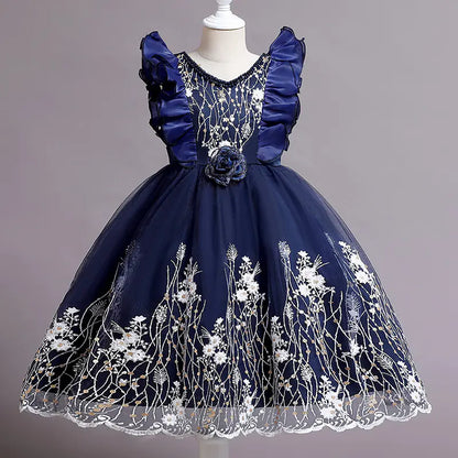 Embroidered Little Flowers Princess Dress for Girls