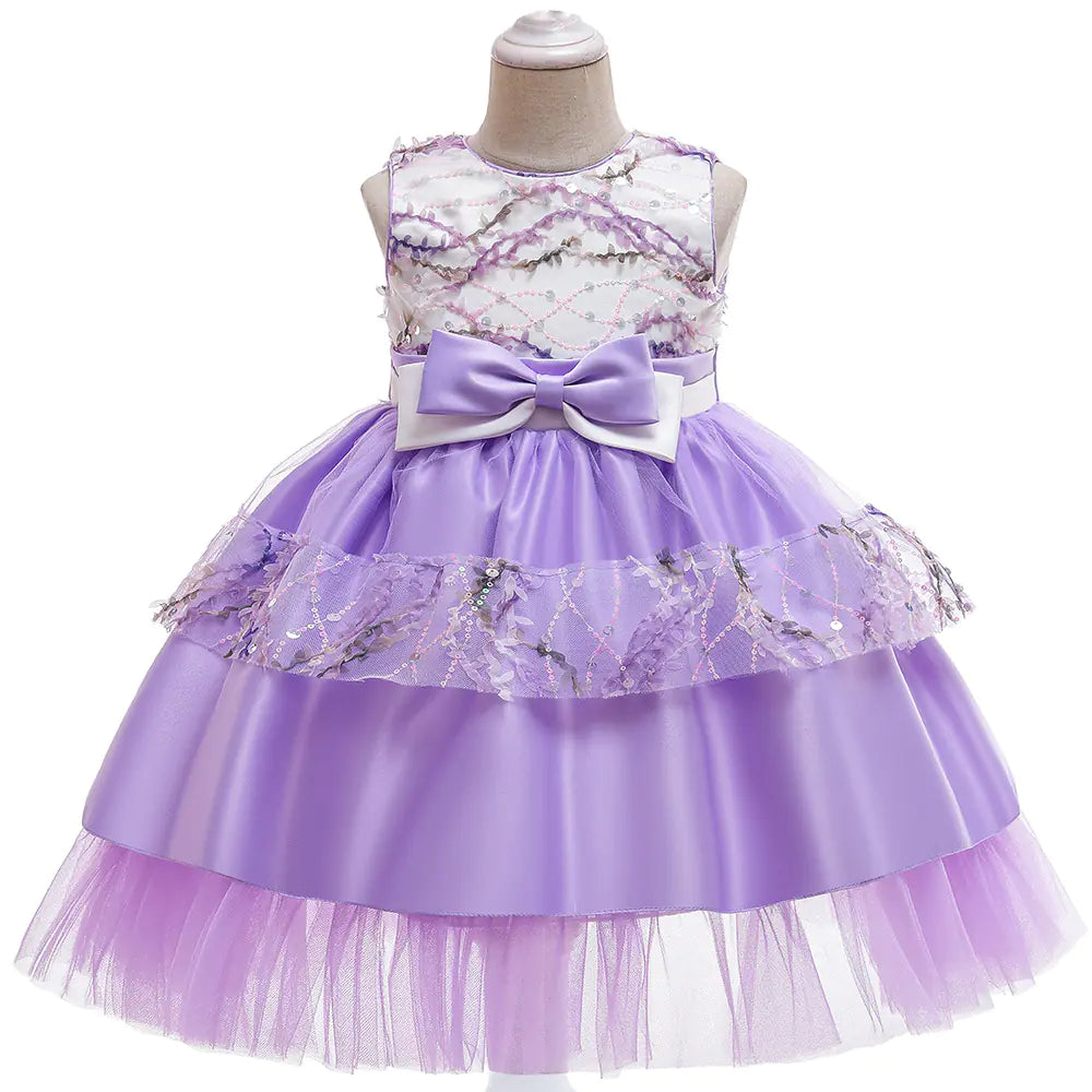 Sleeveless Mesh Lace Princess Dress for Girls