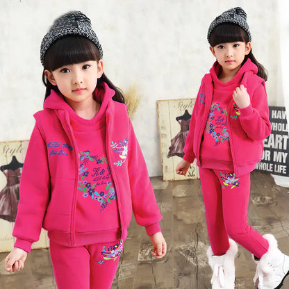 Thickened 3-Piece Winter Set for Girls Ages 4-10