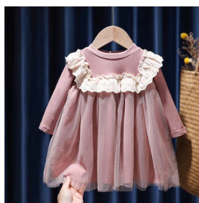 Korean Cotton Baby Dress - Long Sleeved Princess Style