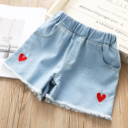 Girls' Embroidered Denim Shorts for Ages 3-8