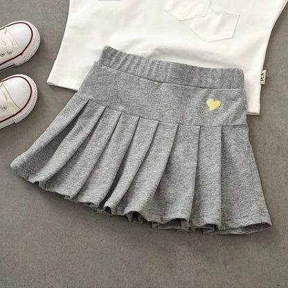 Girls' Pleated Anti-Slip Summer Skirt for Ages 8+
