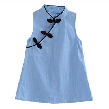 Summer Cotton-Linen Princess Dress for Girls