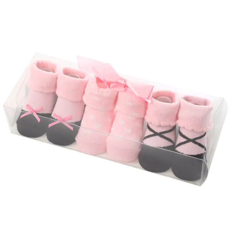 Cute Cartoon Polka Dot Baby Socks with Bow Set