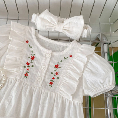 2024 Summer Cotton Baby Romper with Embroidery