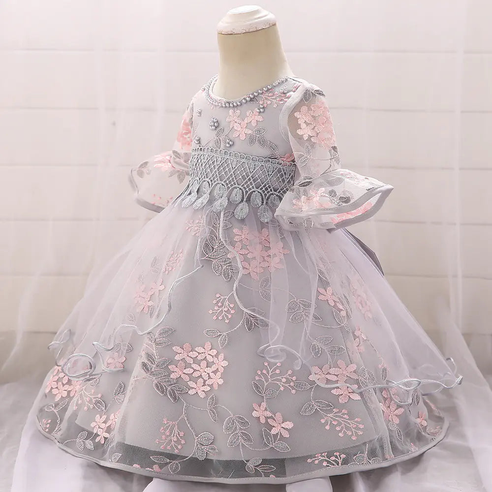 Embroidered Princess Dress with Horn Sleeves for Baby