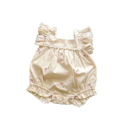2024 Summer Cute Baby Romper with Lace and Embroidery