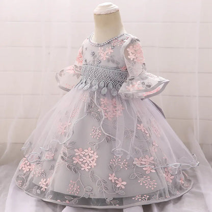 Embroidered Princess Dress with Horn Sleeves for Baby