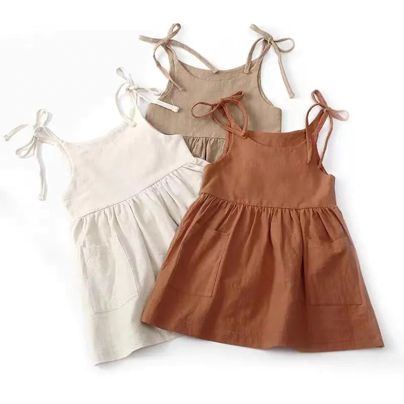 Summer A-Line Dress for Baby Girl with Backless Design