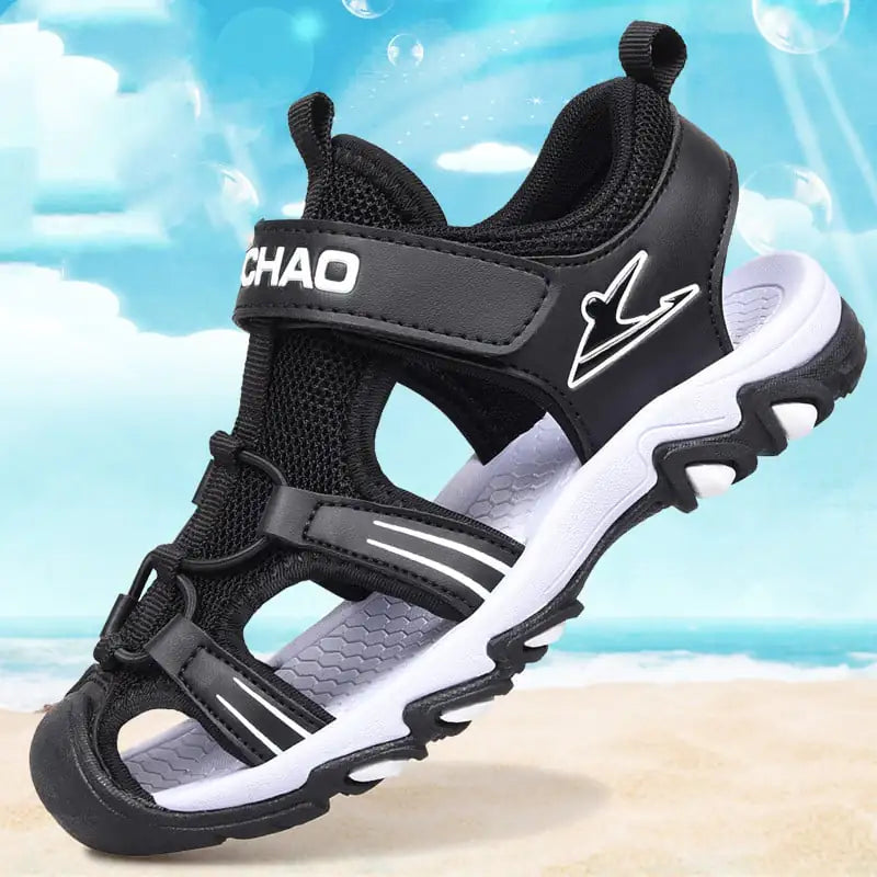 Boys' Black Non-slip Soft Sole Beach Sandals
