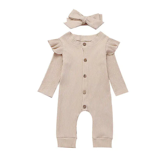 Newborn Ribbed Cotton Romper Jumpsuit Outfit Set