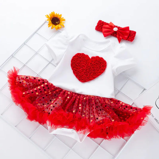 Christmas Baby Love Sequin Short Sleeve Dress