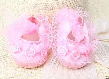 Baby Walking Shoes, Soft Sole Non-Slip Lace Princess Shoes