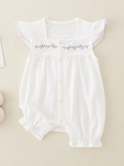 Summer Cotton Baby Romper for Girls - Short Sleeve