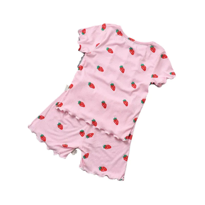 Summer Bear Pajama Set for Baby Girls (T-shirt & Shorts)