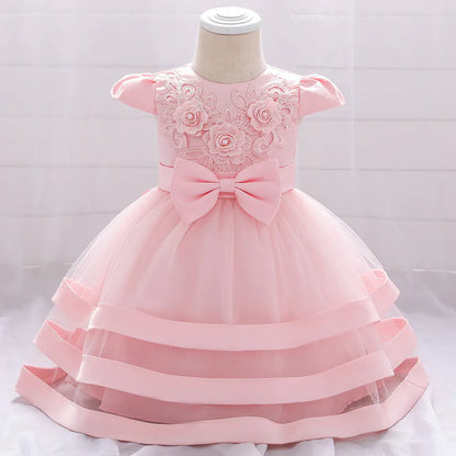 Floral Lace Baby Dress for Baptism and Birthday Photos