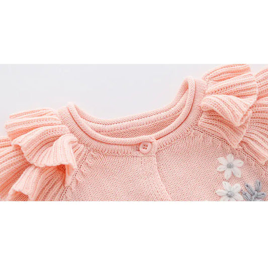 New Spring Autumn Baby Girl Embroidery Rompers & Hat