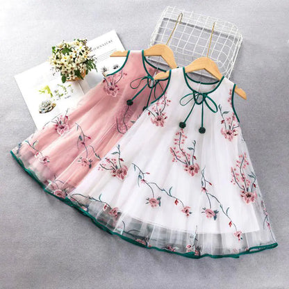Cute Girls' Loose Vest Dress in Fashionable Style