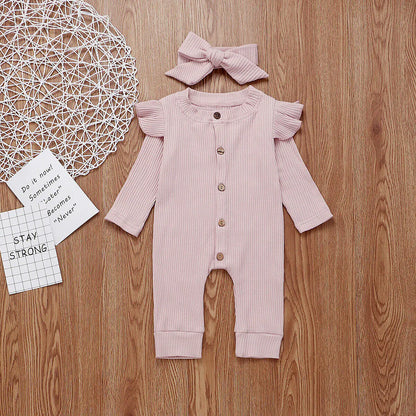 Newborn Ribbed Cotton Romper Jumpsuit Outfit Set