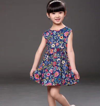 Summer Cotton-Linen Princess Dress for Girls