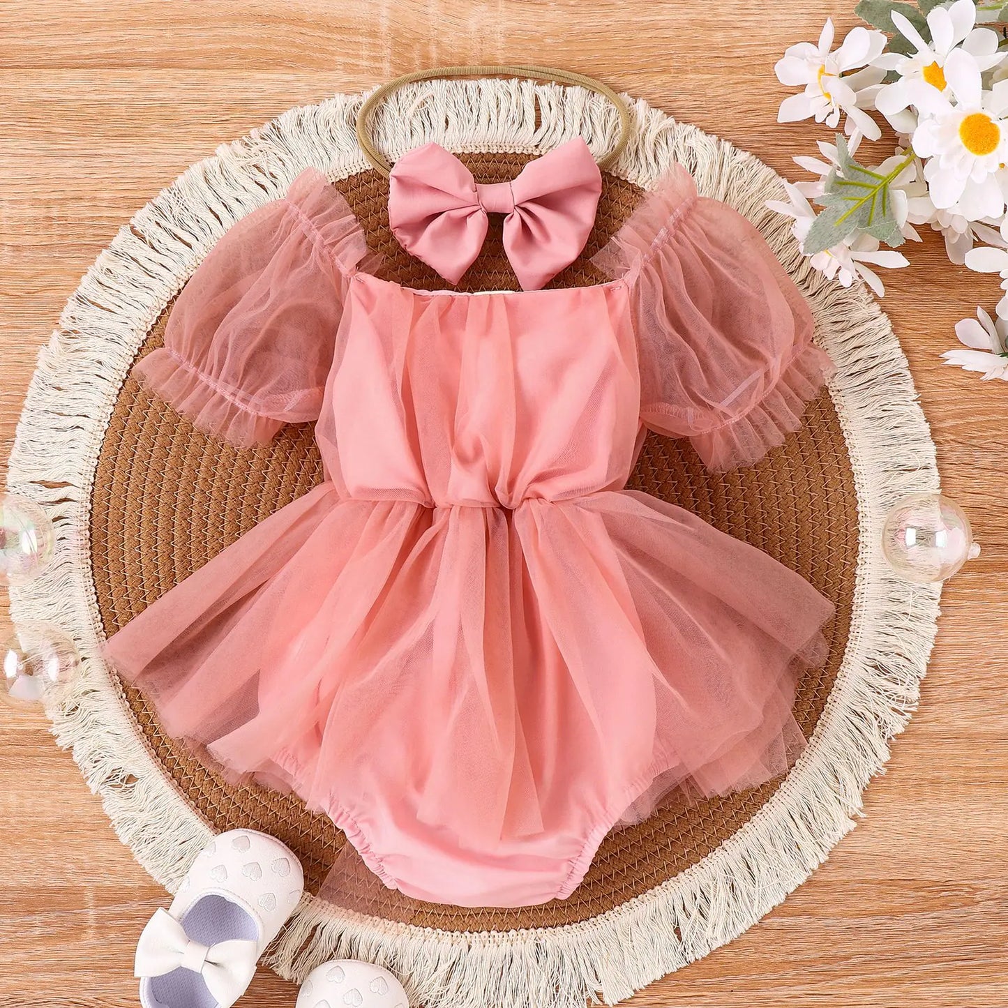 2023 Summer New European Style Baby Dress & Headscarf Set