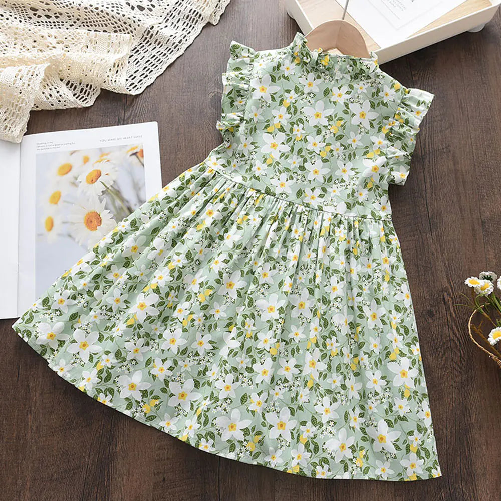 Girls Summer Floral Party Dresses for Ages 2-6Y