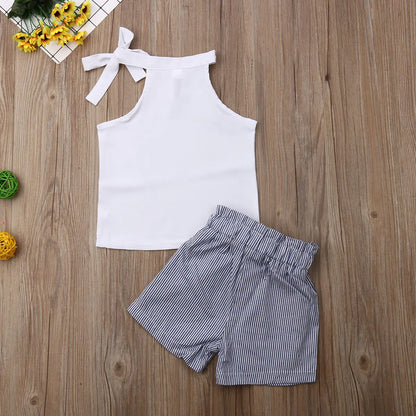 Summer Baby Girl Clothes Set: Sleeveless T-Shirt & Shorts