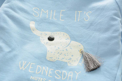 Baby Cotton Long Sleeve Outfit for Ages 1-4 with Elephant Print