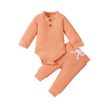 Cotton Long Sleeve Baby Jumpsuit and Pants Set