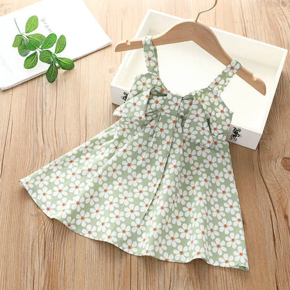 Sling Skirt Cute Cartoon Polka Dot Dress for Kids