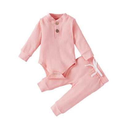 Cotton Long Sleeve Baby Jumpsuit and Pants Set